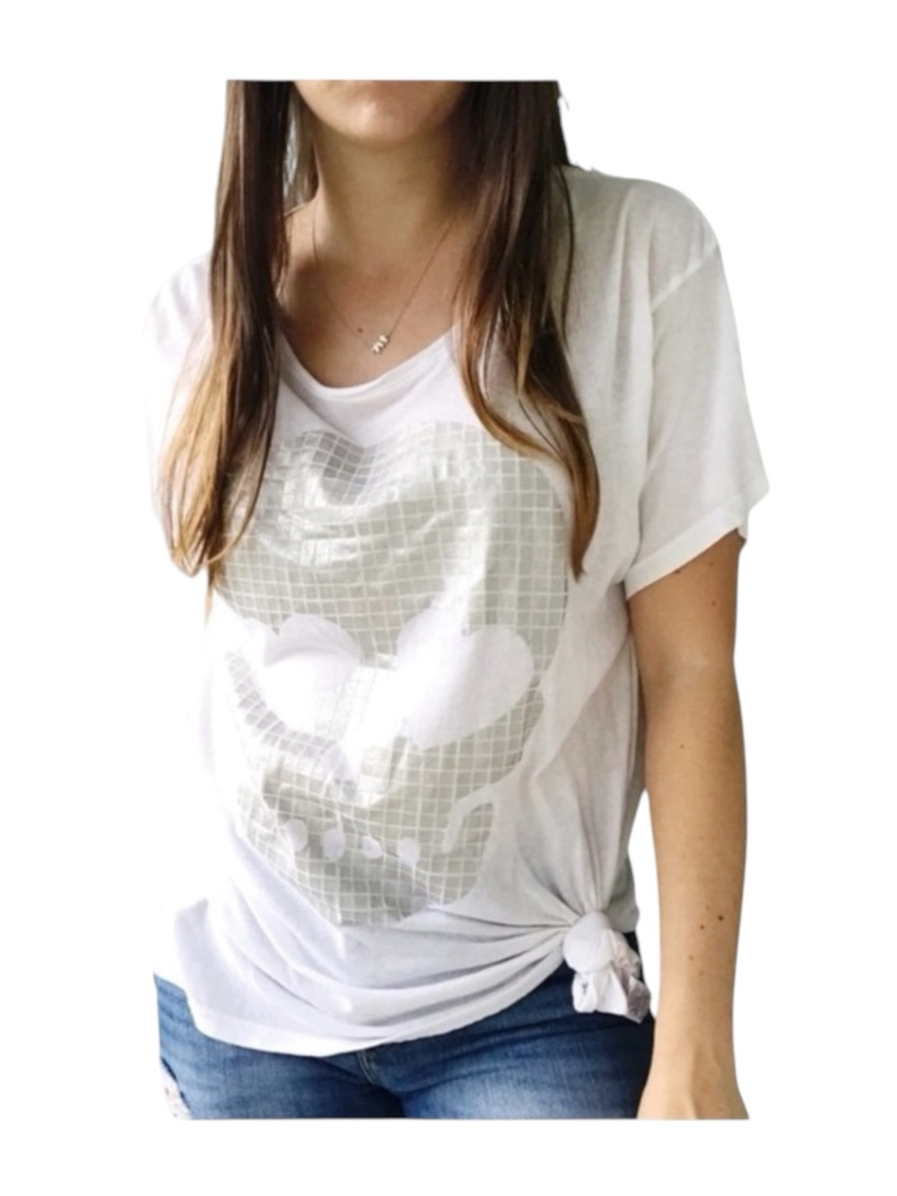OG: new Wildfox Couture ☻ Manchester Mosaic Foil Skull Tee Shirt ☻︎ White Silver - Picture 13 of 16